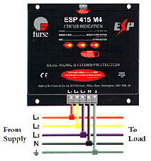 Install within the distribution board, just after the incoming isolator (or on the first outgoing way). Live connecting leads should be fused on supplies exceeding 200A (ESP 415 M2) and 315A (ESP 415 M4).